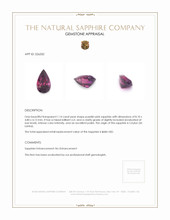 1.14 Ct. Purplish Pink Sapphire from Ceylon (Sri Lanka) Appraisal
