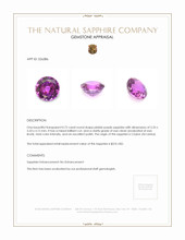 0.72 Ct. Pinkish Purple Sapphire from Ceylon (Sri Lanka) Appraisal