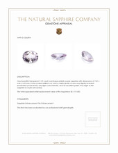 1.39 Ct. Pinkish Purple Sapphire from Ceylon (Sri Lanka) Appraisal
