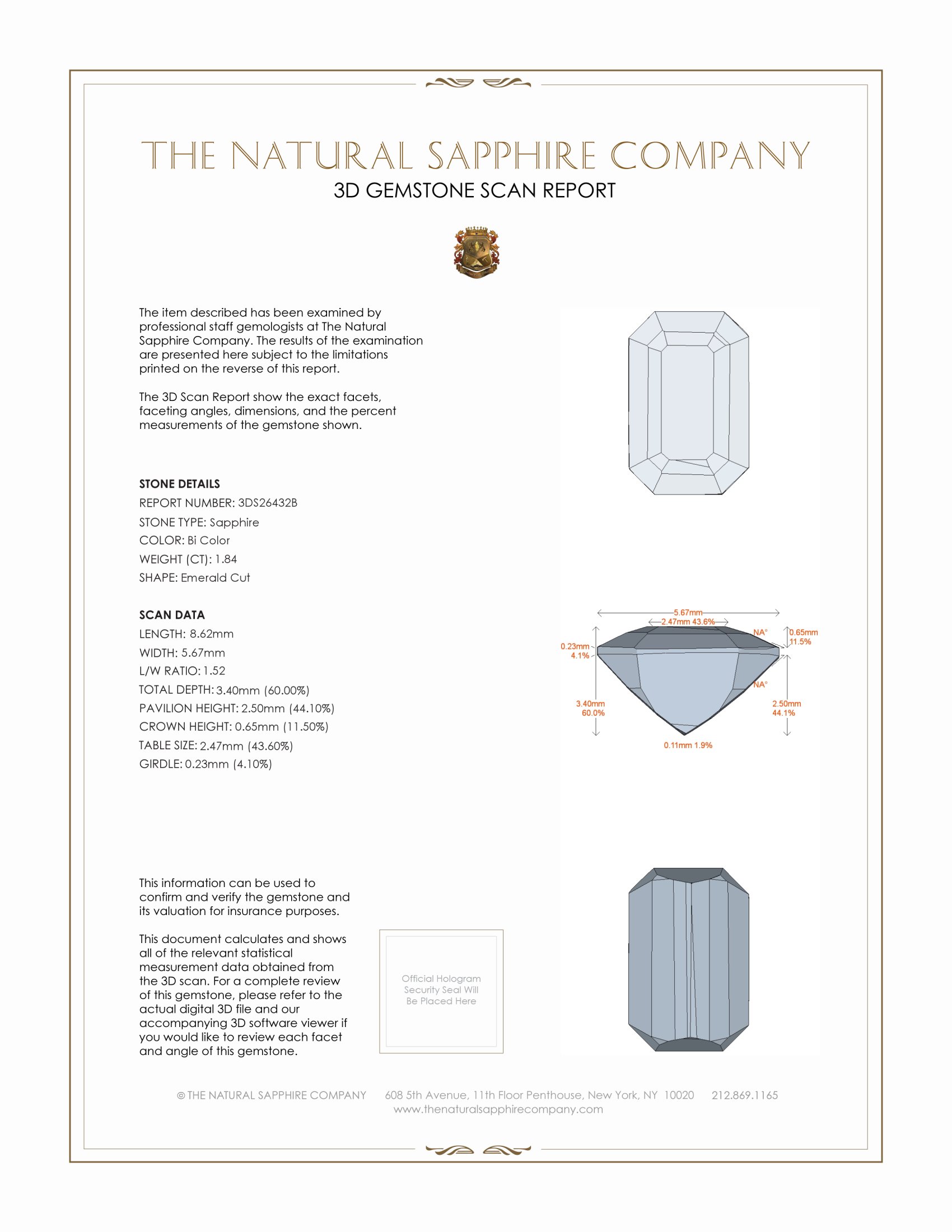 1.84 Ct. Bi Color Sapphire from Ceylon (Sri Lanka)