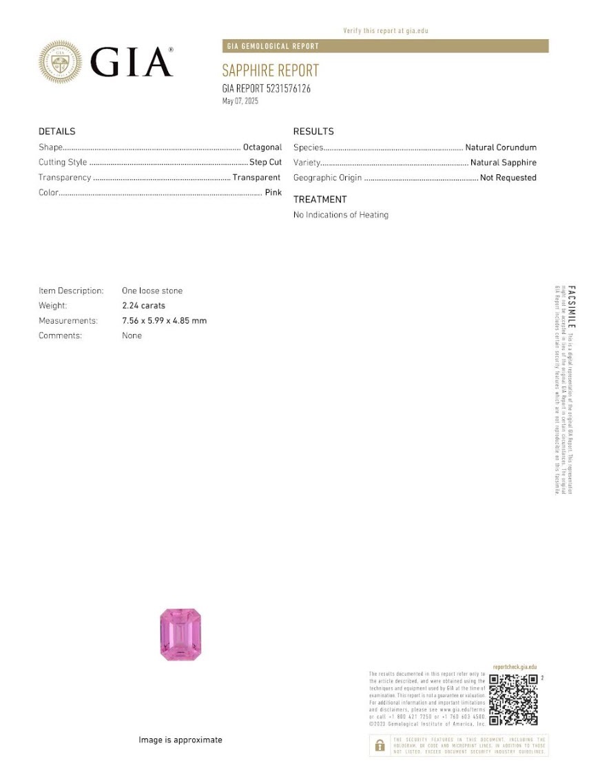 2.24 Ct. Pink Sapphire from Ceylon (Sri Lanka)