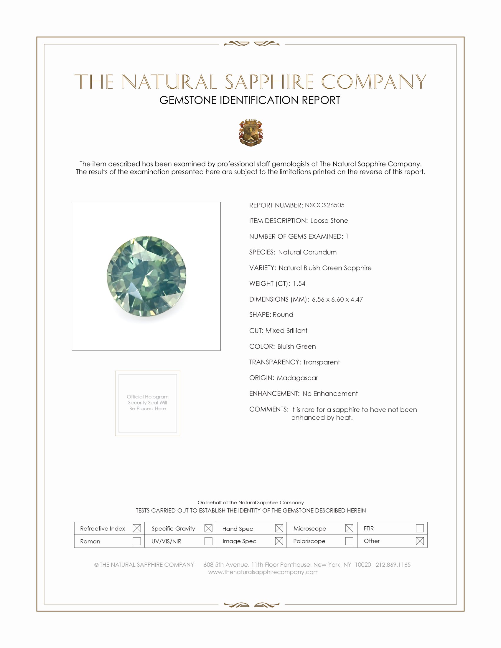 1.54 Ct. Yellowish Green Sapphire from Madagascar