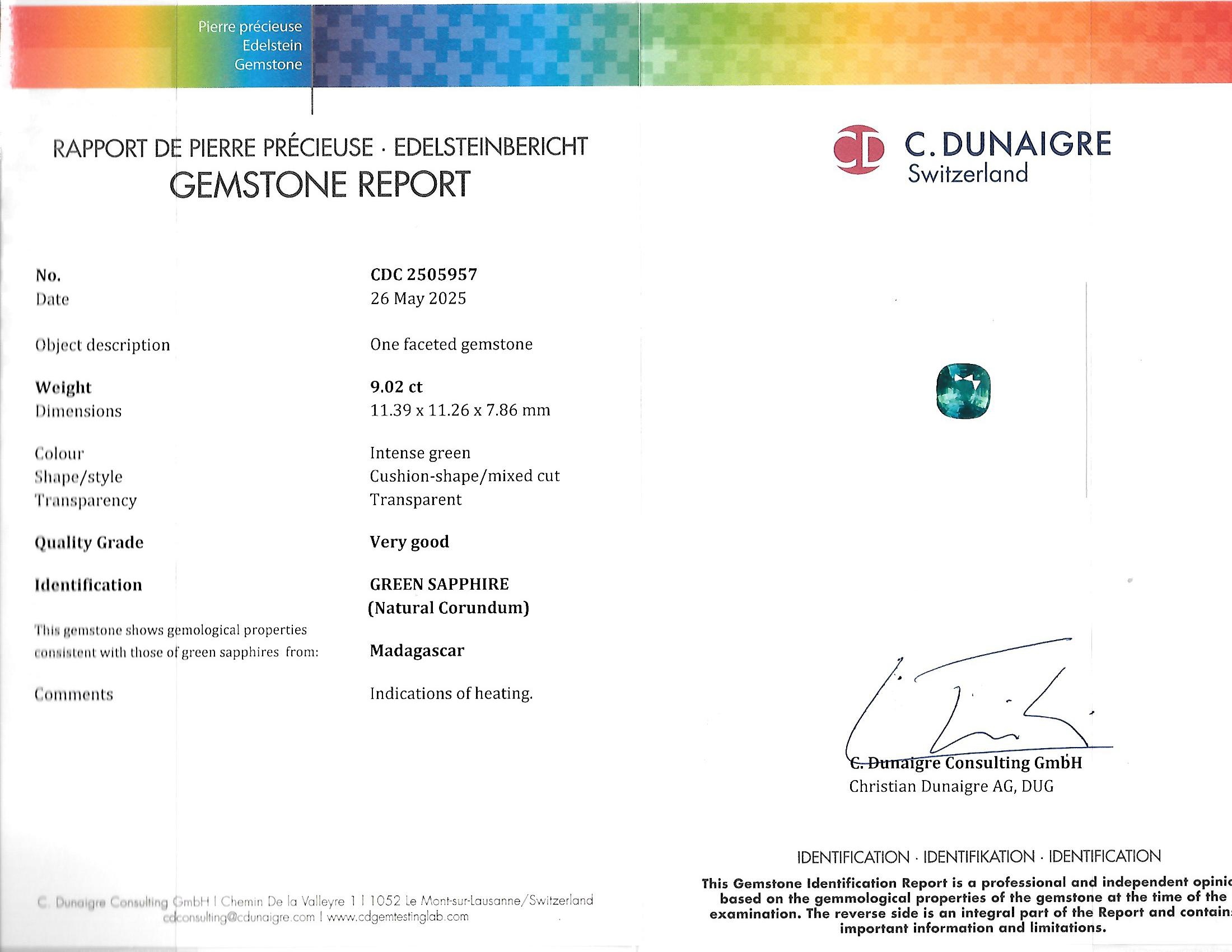 9.02 Ct. Green Sapphire from Madagascar