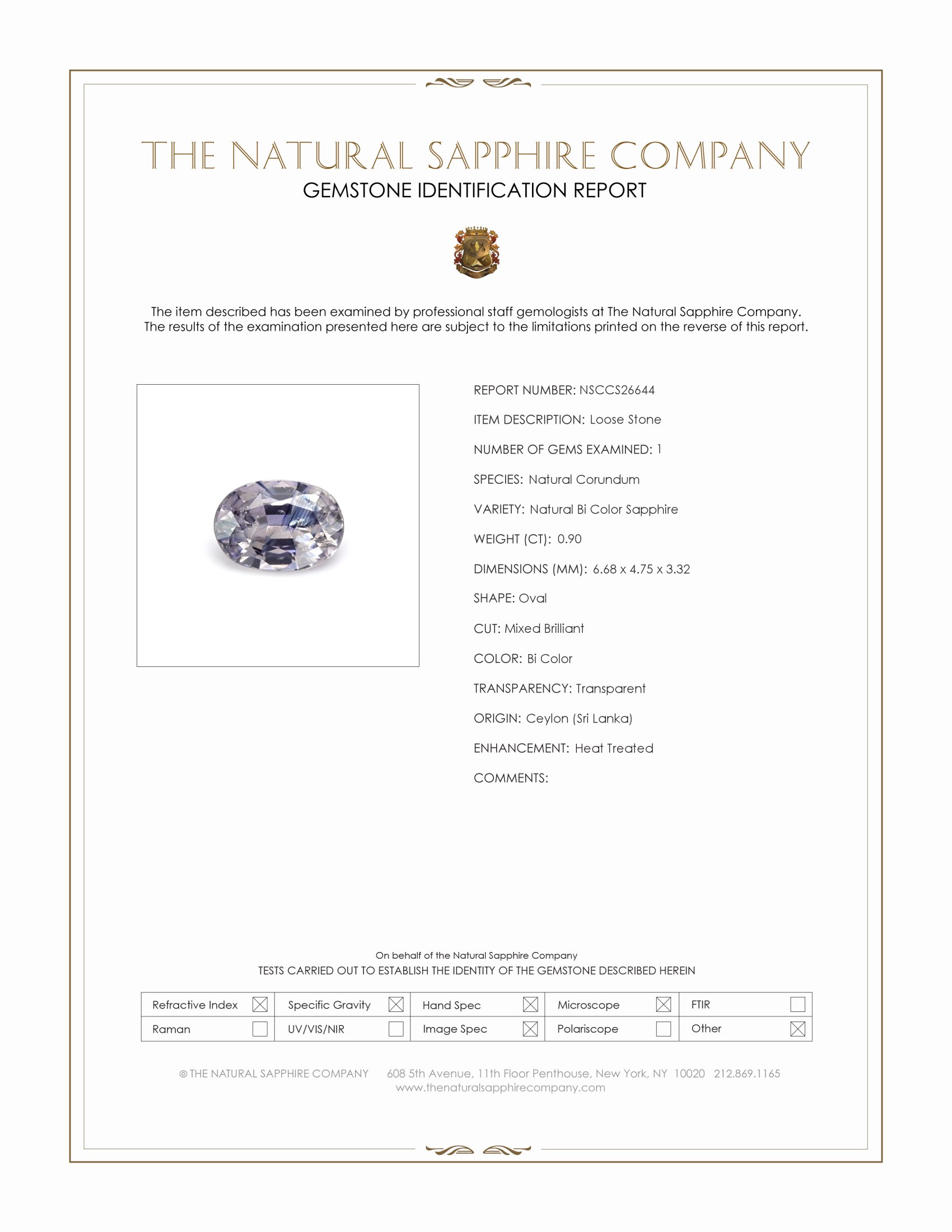 0.90 Ct. Bi Color Sapphire from Ceylon (Sri Lanka)