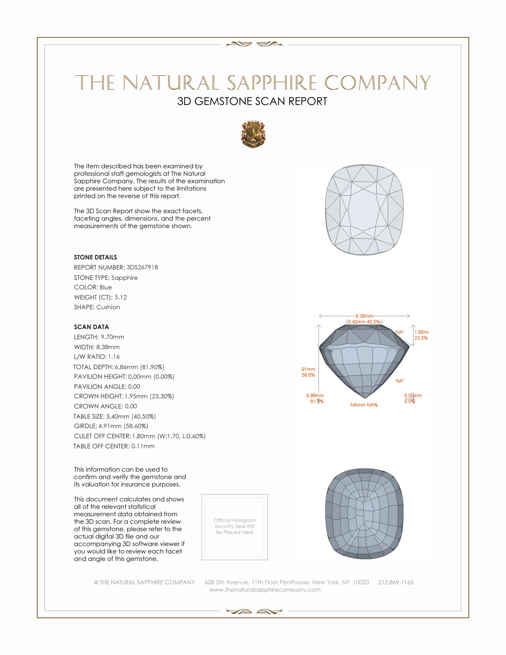 5.12 Ct. Blue Sapphire from Ceylon (Sri Lanka)