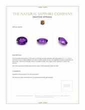 5.00 Ct. Purple Sapphire from Ceylon (Sri Lanka) Appraisal