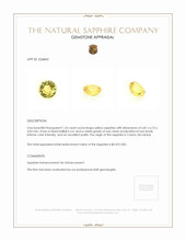 1.55 Ct. Yellow Sapphire from Ceylon (Sri Lanka) Appraisal