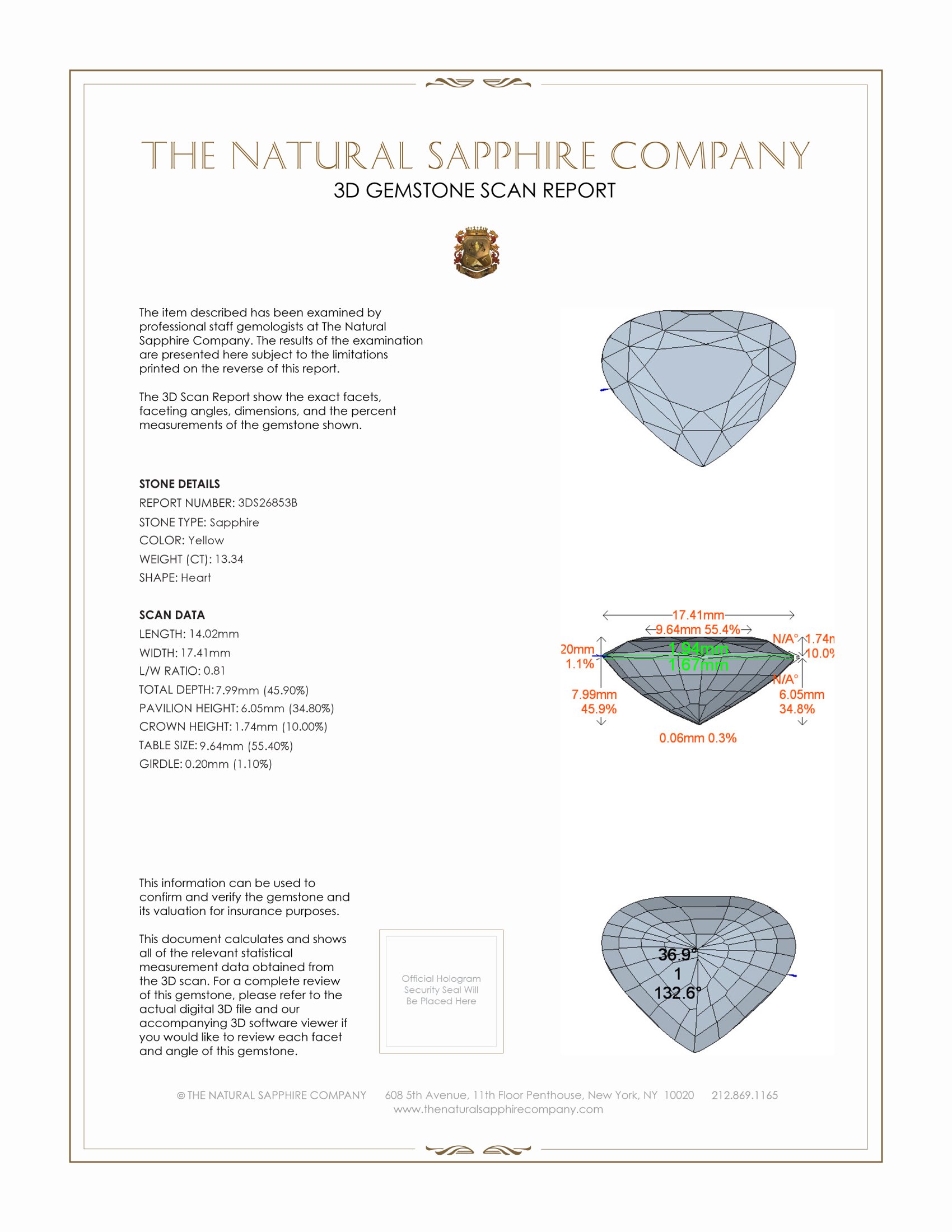 13.34 Ct. Yellow Sapphire from Ceylon (Sri Lanka)