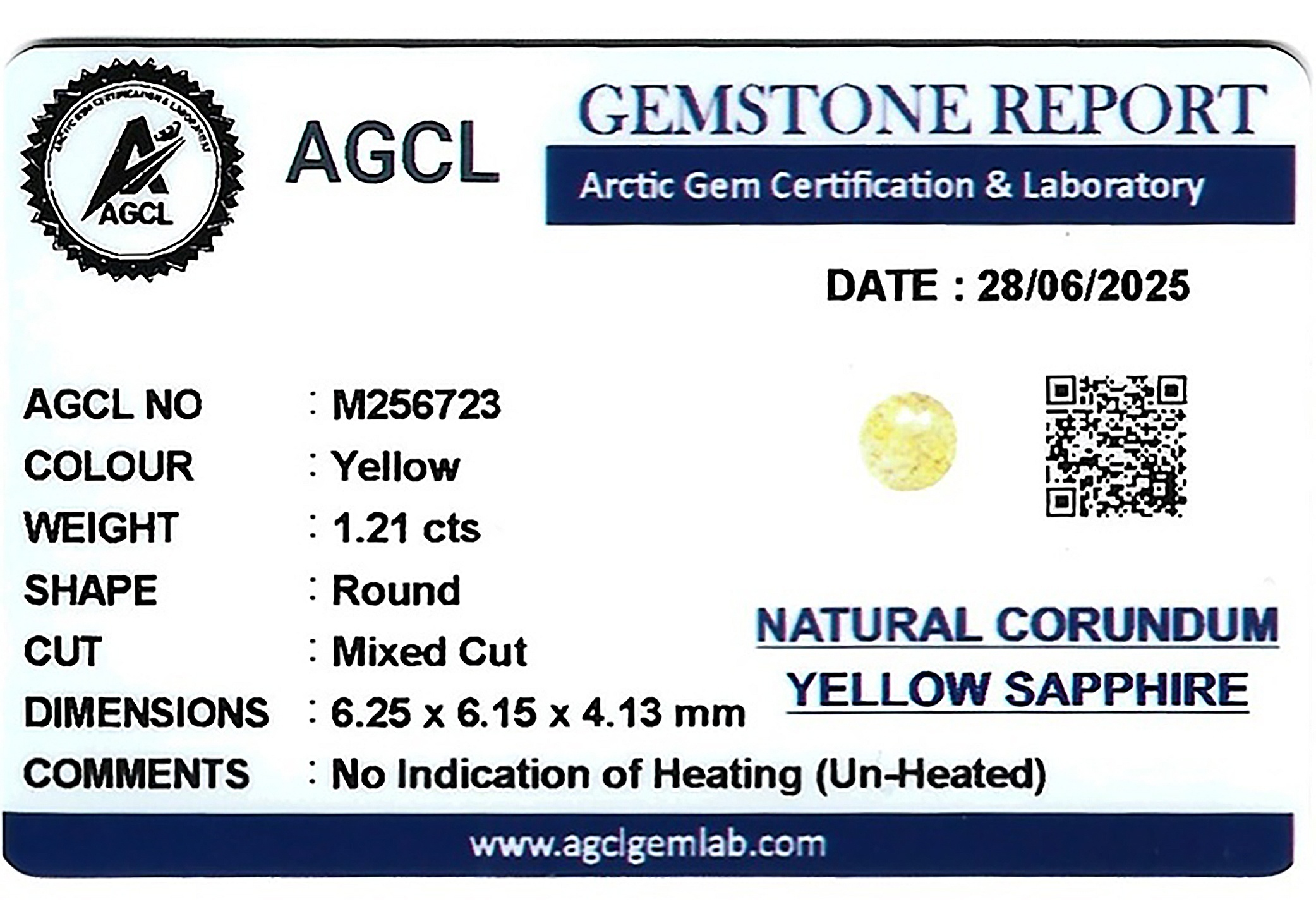 1.21 Ct. Yellow Sapphire from Ceylon (Sri Lanka)