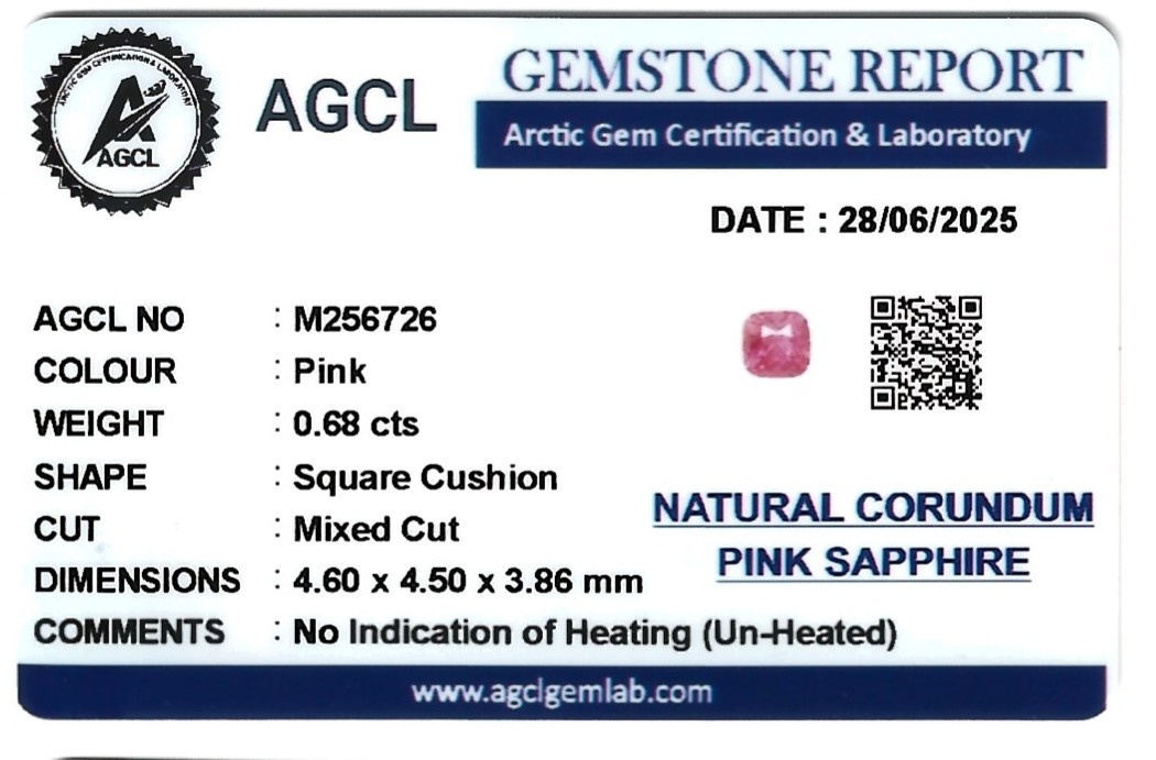 0.68 Ct. Pink Sapphire from Ceylon (Sri Lanka)