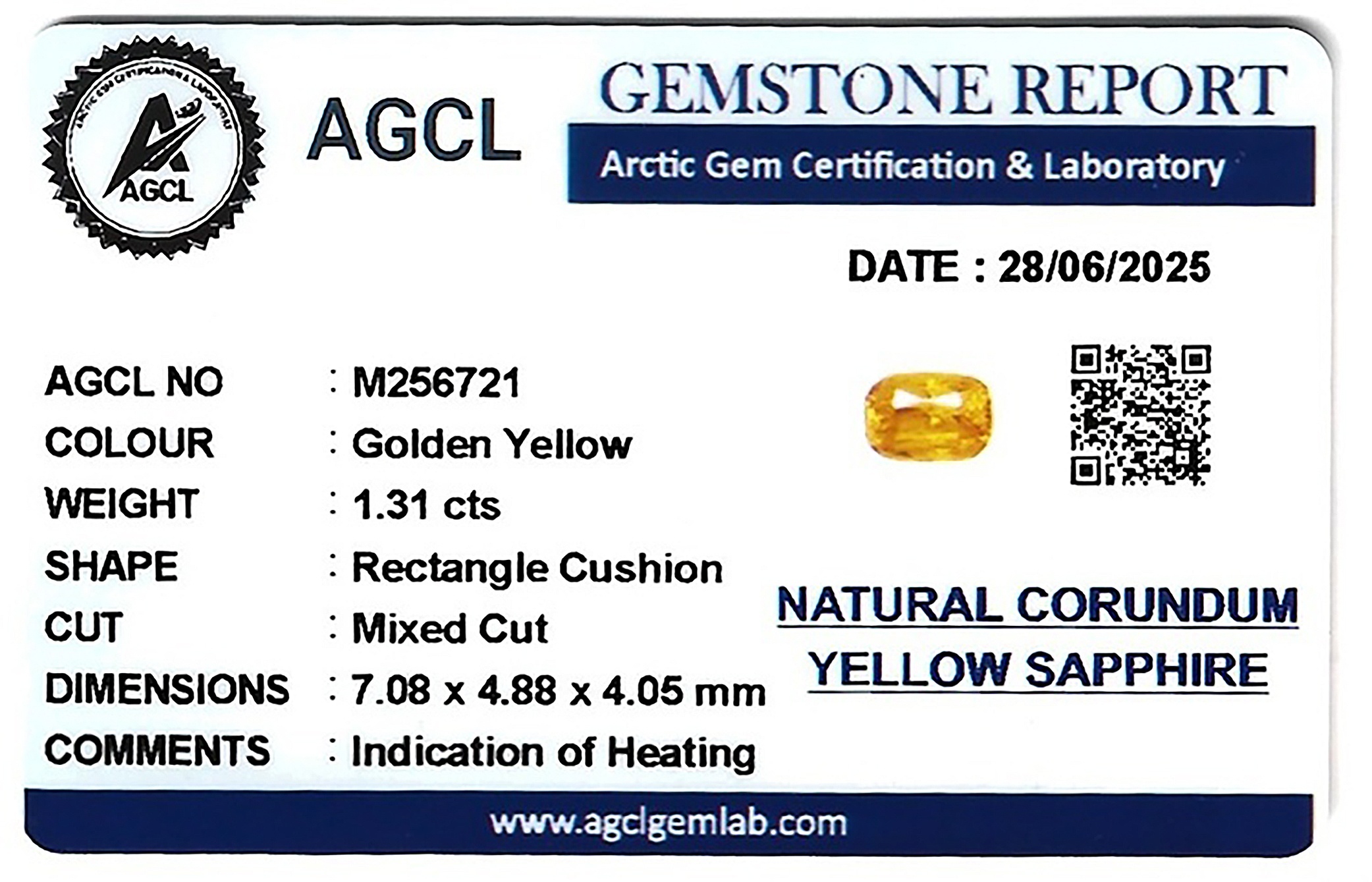 1.31 Ct. Yellow Sapphire from Ceylon (Sri Lanka)