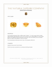 1.13 Ct. Orangish Yellow Sapphire from Ceylon (Sri Lanka) Appraisal