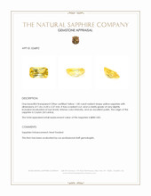 1.00 Ct. Yellow Sapphire from Ceylon (Sri Lanka) Appraisal