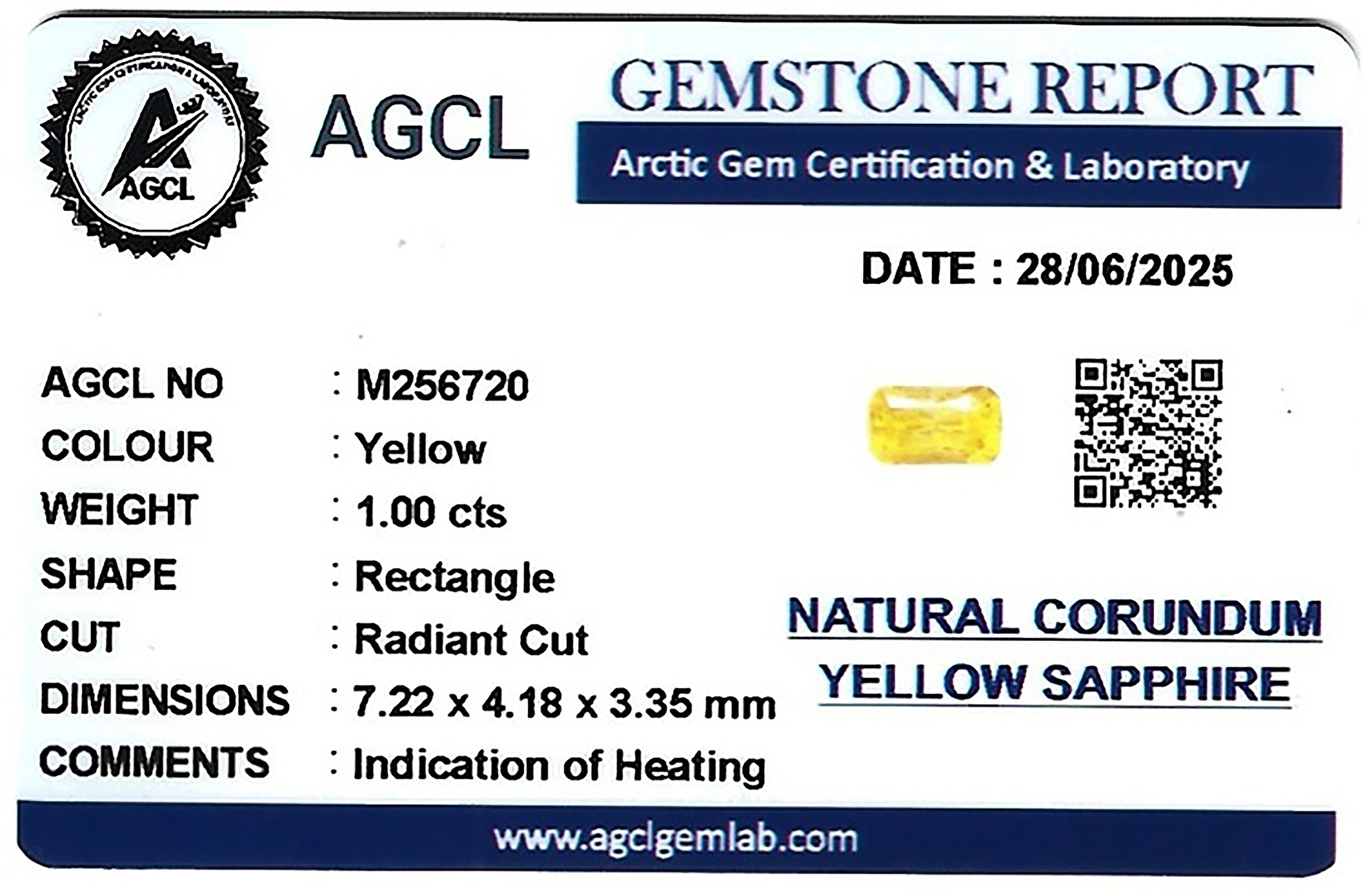 1.00 Ct. Yellow Sapphire from Ceylon (Sri Lanka)