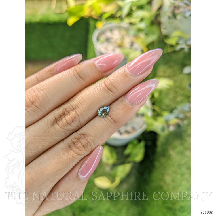 0.88 Ct. Bluish Green Sapphire from Ceylon (Sri Lanka)