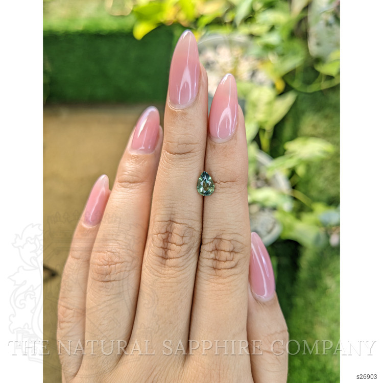 0.88 Ct. Bluish Green Sapphire from Ceylon (Sri Lanka)