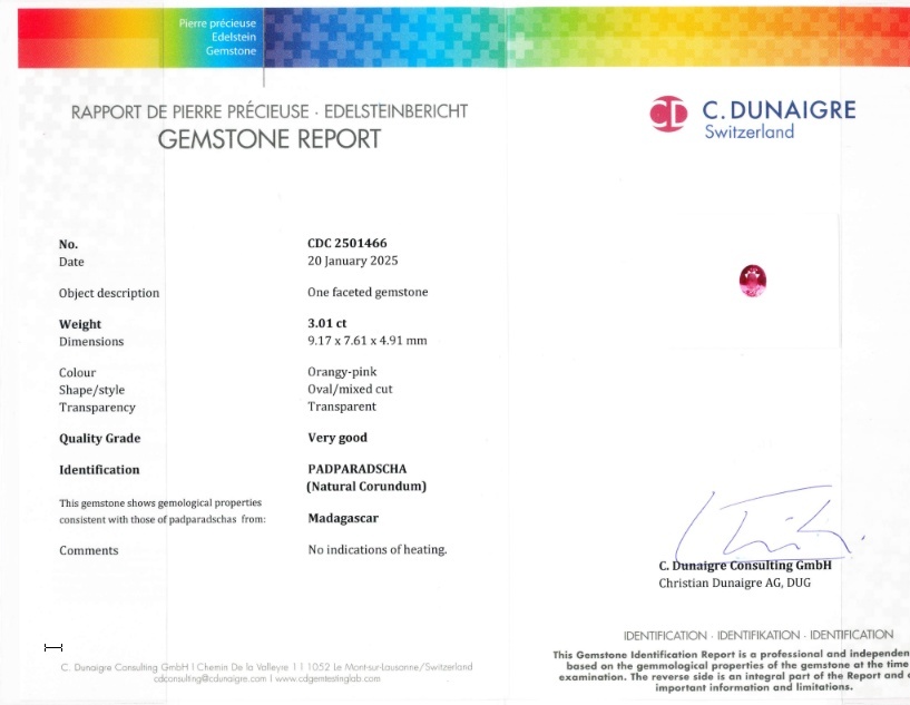 3.01 Ct. Padparadscha Sapphire from Madagascar