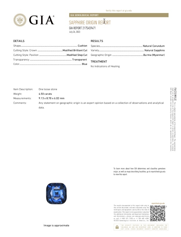 4.50 Ct. Blue Sapphire from Burma (Myanmar)
