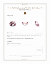 0.78 Ct. Pink Sapphire from Ceylon (Sri Lanka) Appraisal
