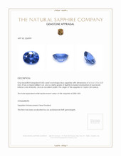 0.85 Ct. Blue Sapphire from Ceylon (Sri Lanka) Appraisal