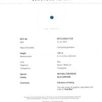 1.81 Ct. Blue Sapphire from Ceylon (Sri Lanka) Scan Report
