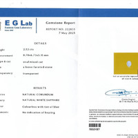 2.52 Ct. White Sapphire from Ceylon (Sri Lanka) Scan Report