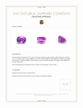 3.39 Ct. Pinkish Purple Sapphire from Ceylon (Sri Lanka) Appraisal