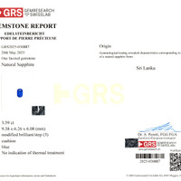 3.39 Ct. Blue Sapphire from Ceylon (Sri Lanka) Scan Report