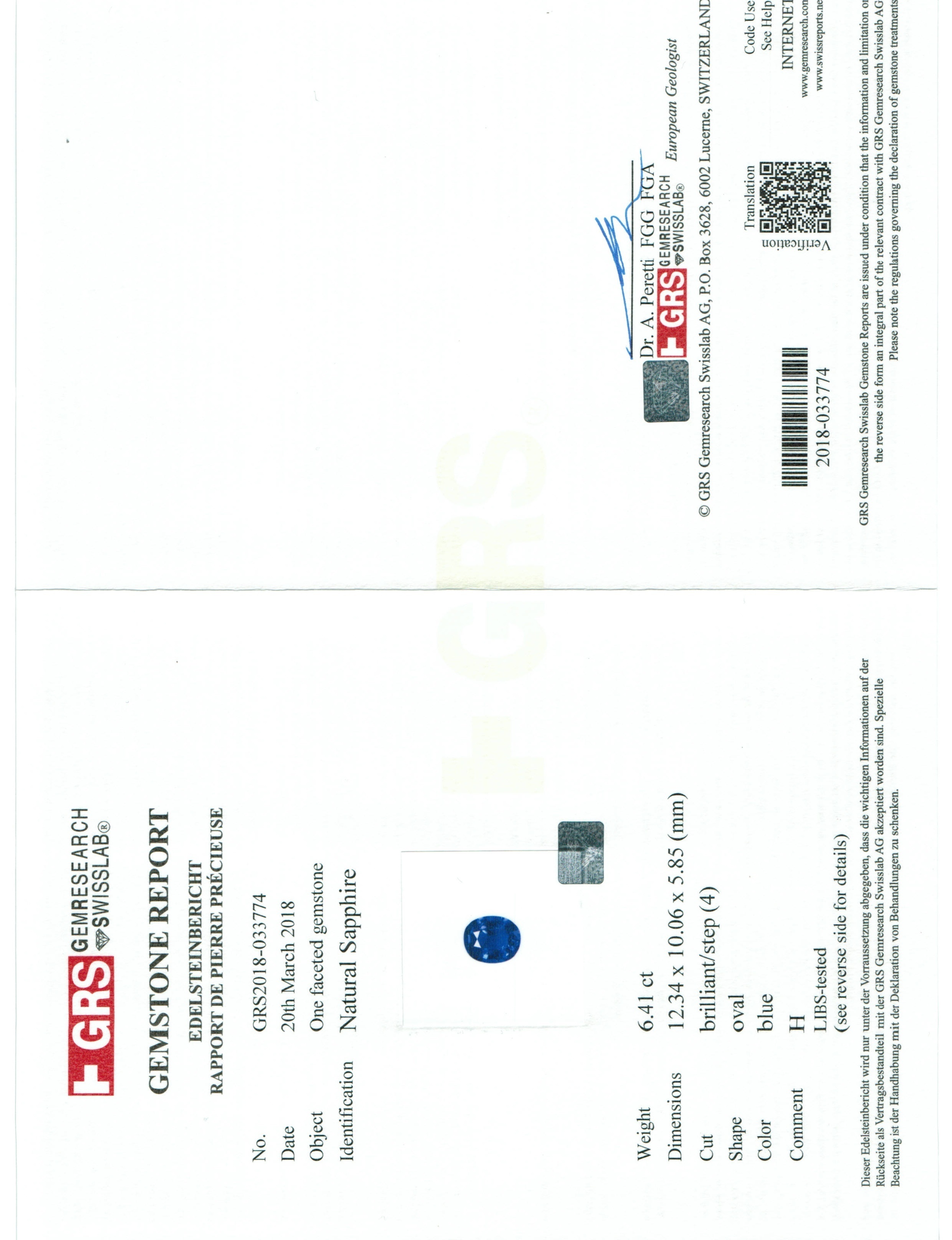 6.41 Ct. Blue Sapphire from Madagascar