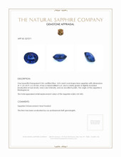 5.03 Ct. Blue Sapphire from Madagascar Appraisal