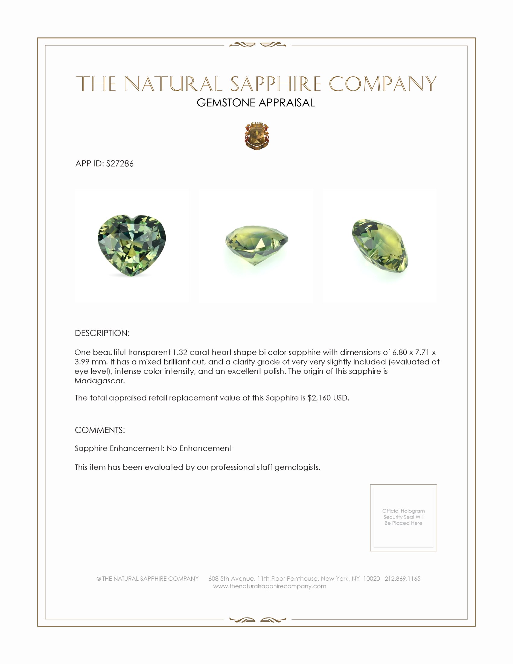1.32 Ct. Bi Color Sapphire from Madagascar