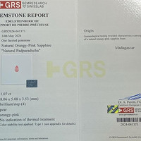 1.07 Ct. Padparadscha Sapphire from Madagascar Scan Report