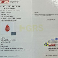 1.07 Ct. Padparadscha Sapphire from Madagascar Scan Report