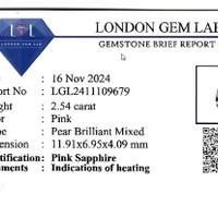 2.54 Ct. Pink Sapphire from Ceylon (Sri Lanka) Scan Report