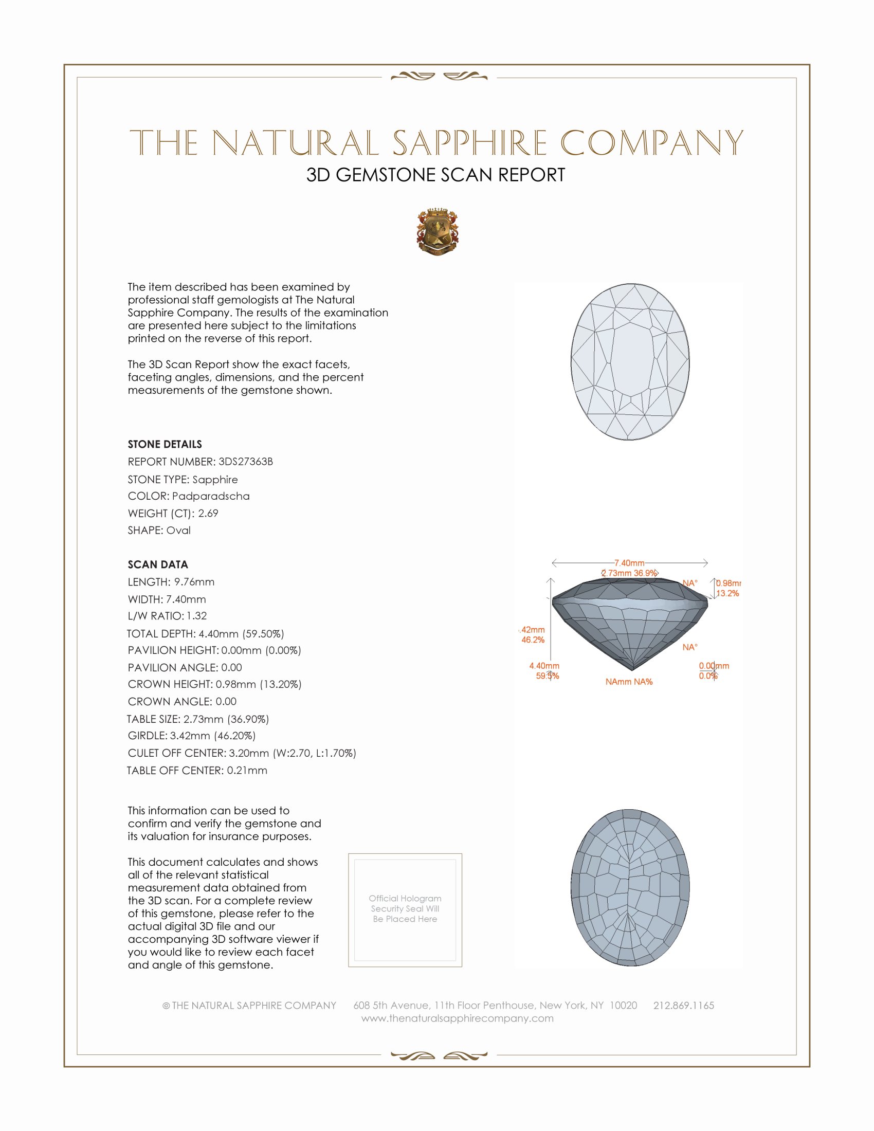 2.69 Ct. Padparadscha Sapphire from Ceylon (Sri Lanka)