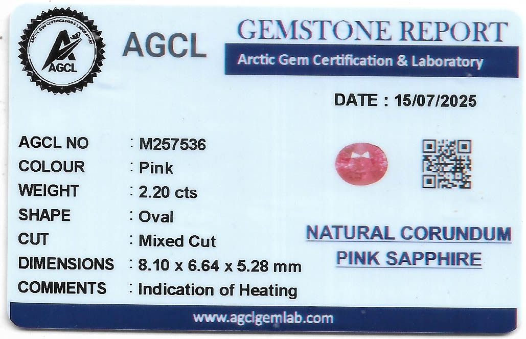 2.20 Ct. Pink Sapphire from Ceylon (Sri Lanka)