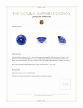 0.72 Ct. Blue Sapphire from Ceylon (Sri Lanka) Appraisal