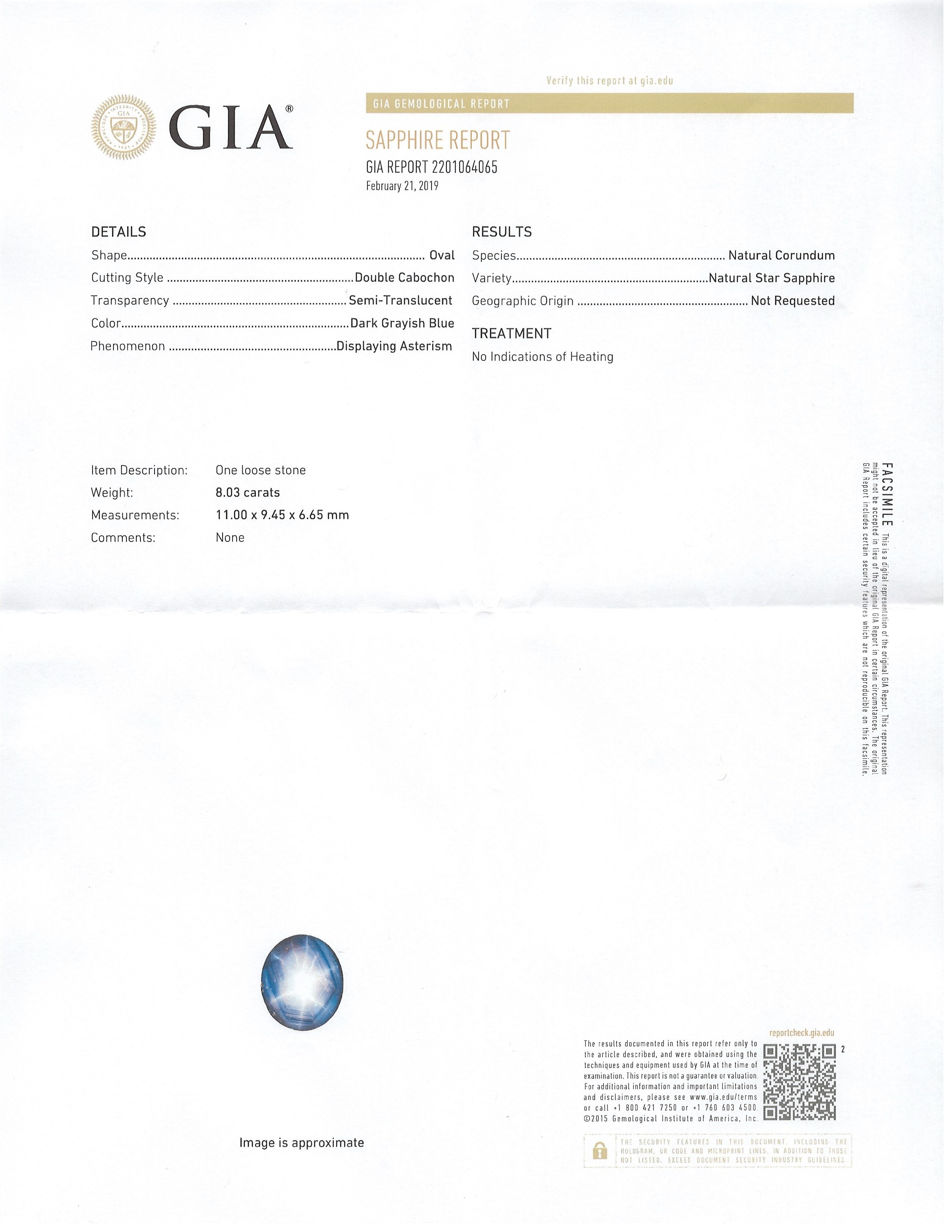 8.03 Ct. Greyish Blue Star Sapphire from Ceylon (Sri Lanka)