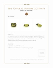 1.86 Ct. Yellowish Green Sapphire from Ceylon (Sri Lanka) Appraisal