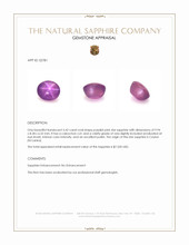 5.42 Ct. Purplish Pink Star Sapphire from Ceylon (Sri Lanka) Appraisal