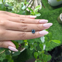 1.54 Ct. Greenish Blue Sapphire from Madagascar Life Style