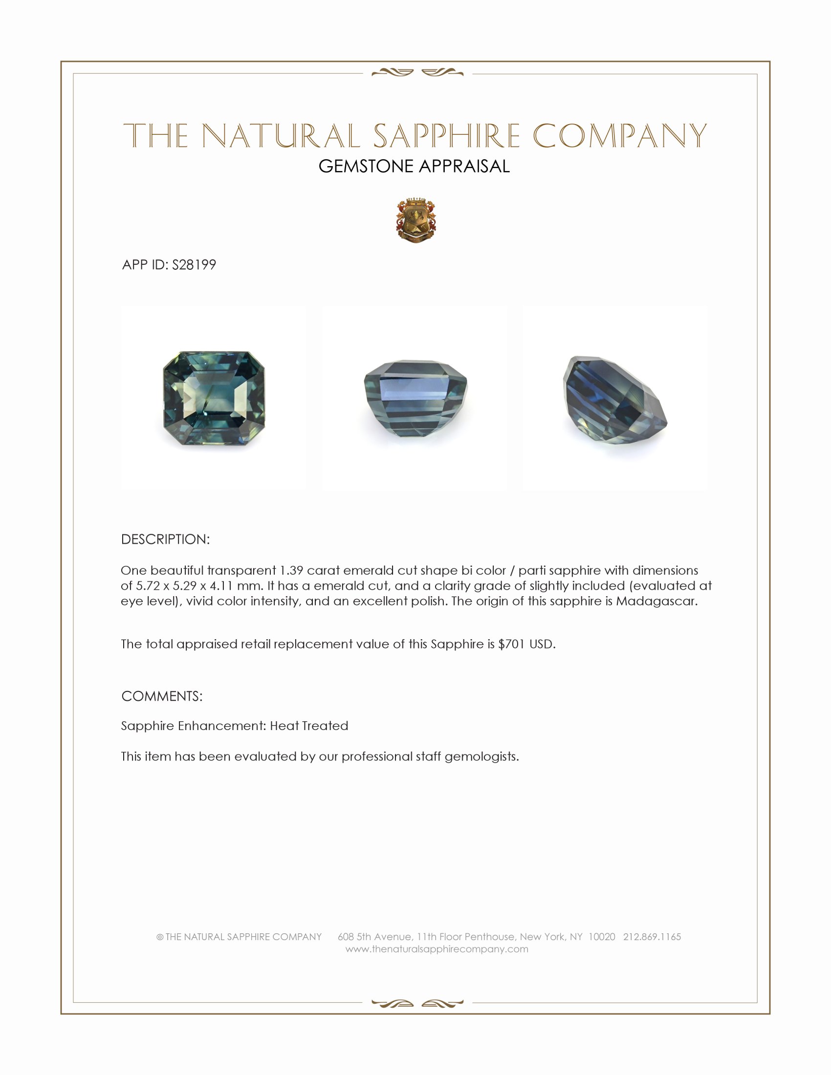 1.39 Ct. Bi Color / Parti Sapphire from Madagascar
