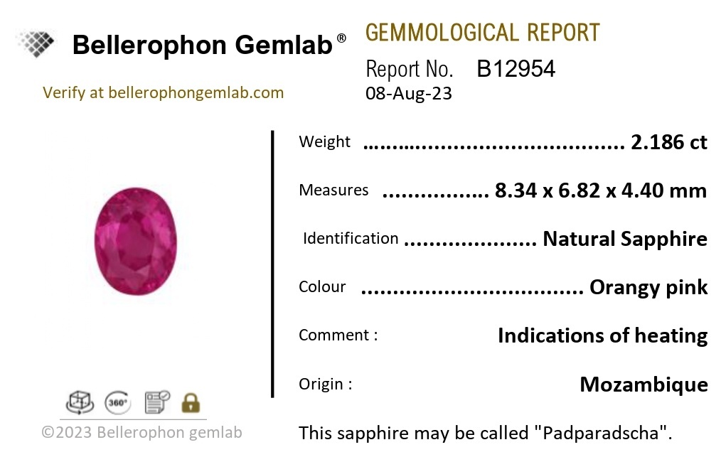 2.18 Ct. Padparadscha Sapphire from Mozambique