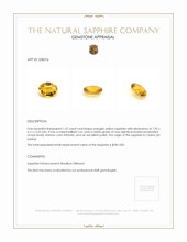 1.57 Ct. Orangish Yellow Sapphire from Ceylon (Sri Lanka) Appraisal