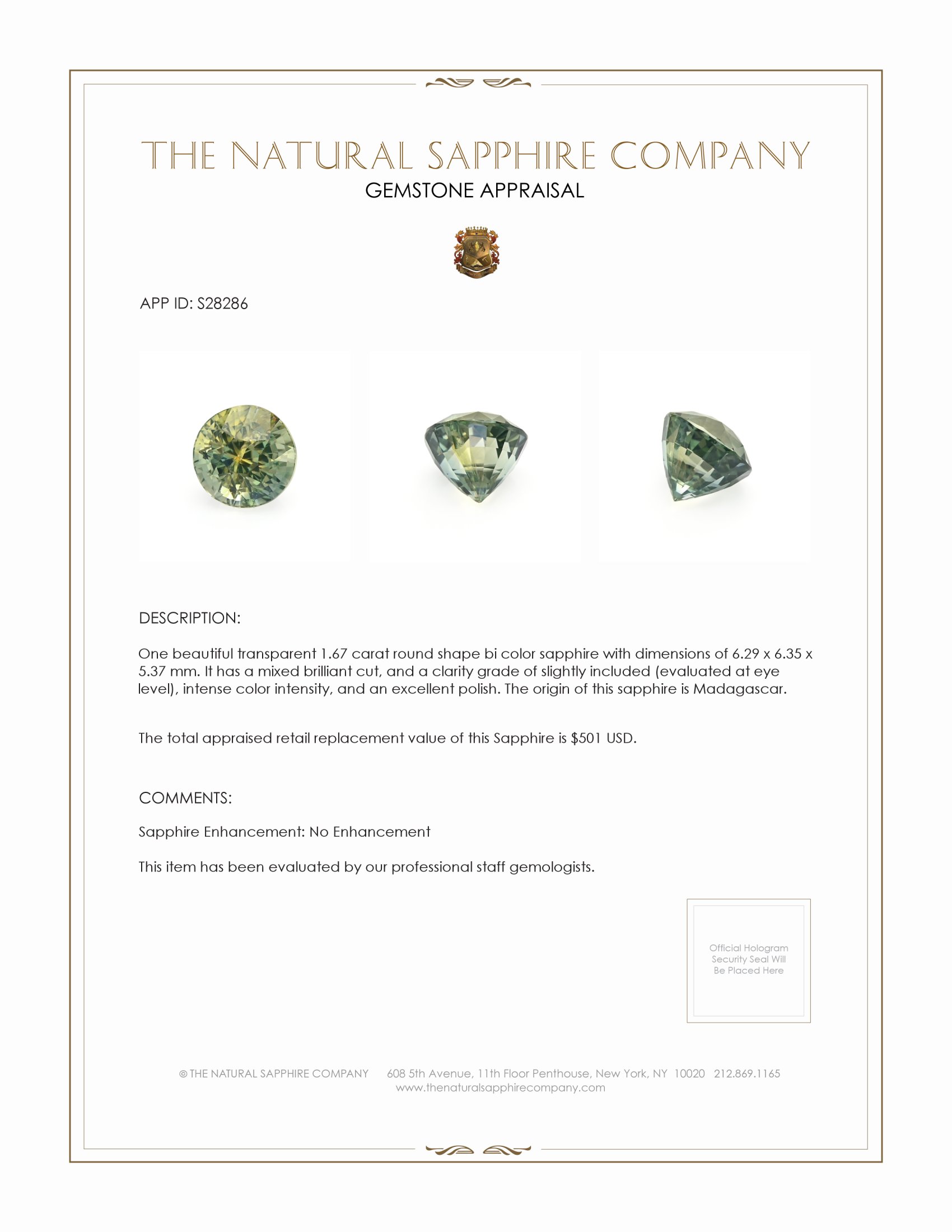 1.67 Ct. Bi Color Sapphire from Madagascar