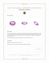 1.07 Ct. Pinkish Purple Sapphire from Ceylon (Sri Lanka) Appraisal