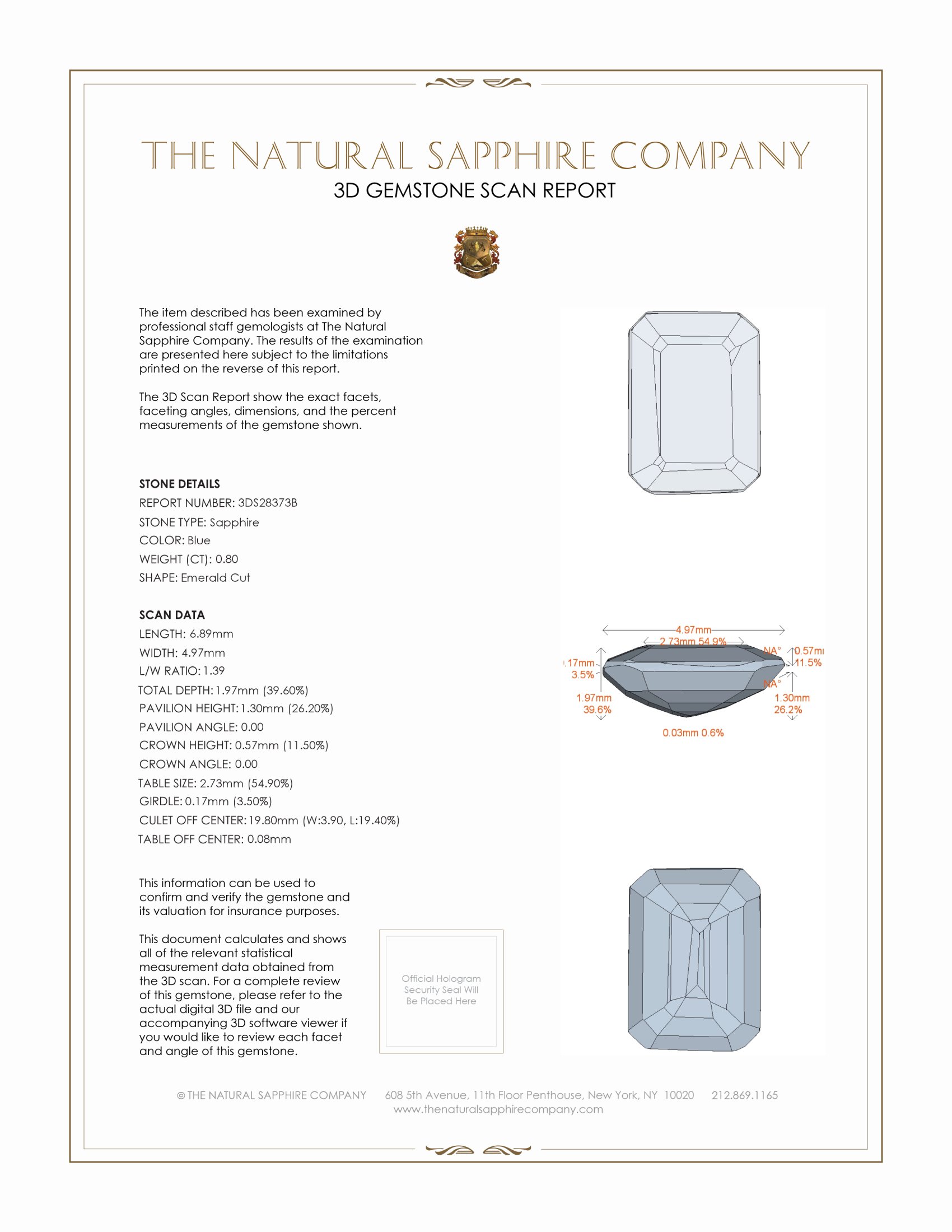 0.80 Ct. Blue Sapphire from Ceylon (Sri Lanka)