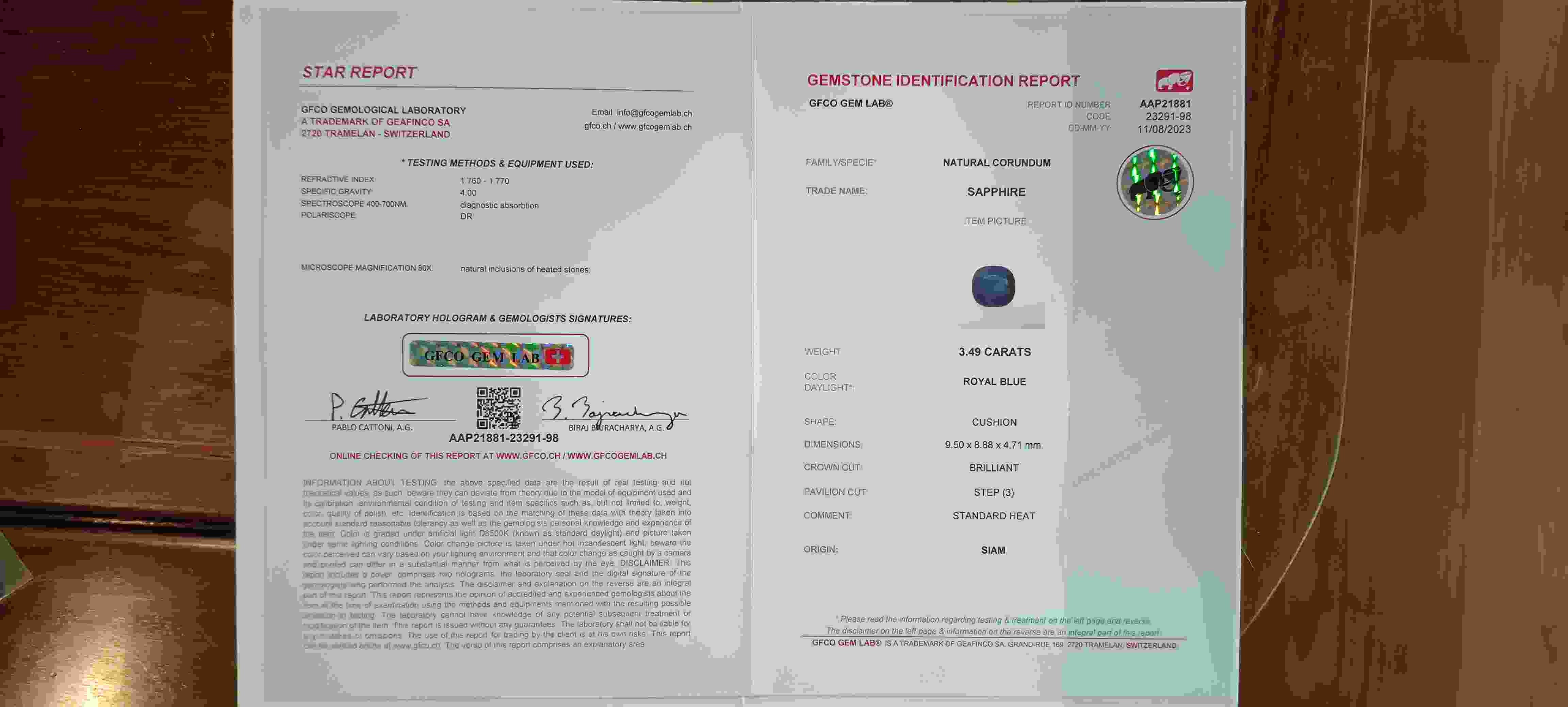 3.49 Ct. Blue Sapphire from Thailand