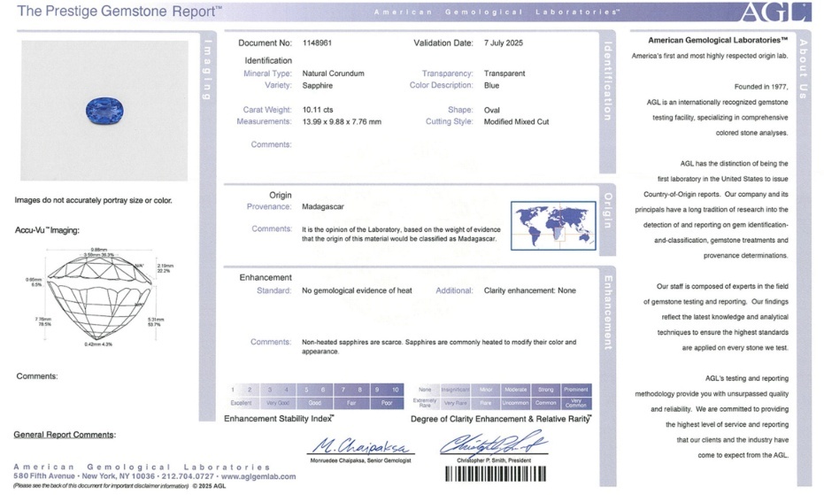 10.11 Ct. Blue Sapphire from Madagascar