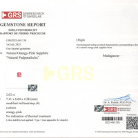 2.02 Ct. Padparadscha Sapphire from Madagascar Scan Report